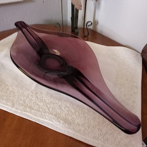 Viking Glass Epic Line Amethyst Vintage Swung Stretch Console Centerpiece Bowl, Rare Design and Color, Midcentury Modern, 1960s
