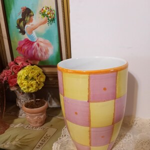 Vintage Pottery Barn Keramikvas: Handmålad italiensk Sunnyside-design