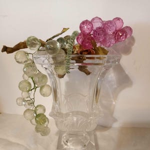 Vtg Shannon Crystal Vase, Quality Clear Glass, French Cut Classical Art Deco Style, Square Crystal Base, Made in Ireland by Godinger, 1970s