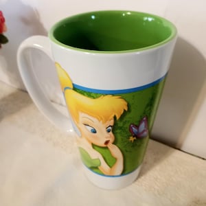 Vtg Large Disney Fairies Tinkerbell with Butterfly Ceramic Mug, Disney Store, Disney Collector, Fairy Mug, Made in Thailand 1990s