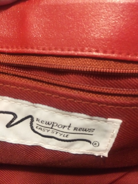 Vintage Red Split Leather Handbag by Newport News… - image 5