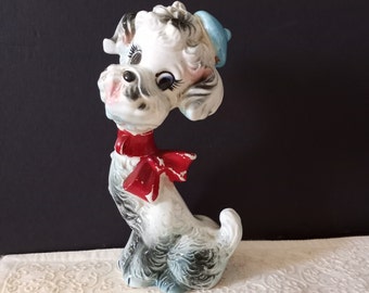 Vintage Anthropomorphic French Poodle Figurine: 1950s Ceramic Kitsch
