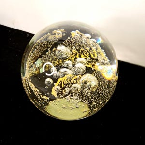 Vintage Art Glass Paperweight: 24K Gold Aventurine Bullicante Swirl