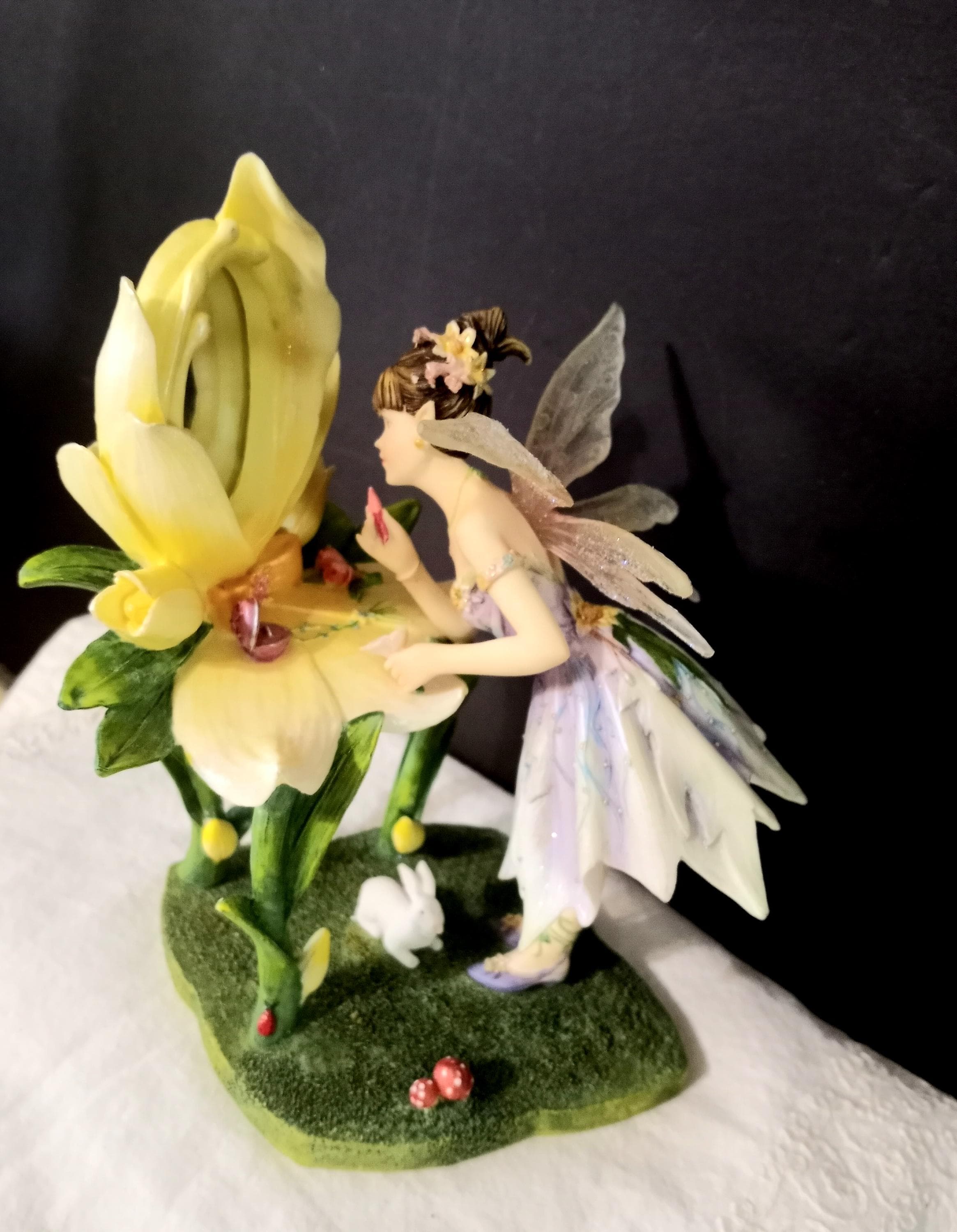 Vintage Faerie Glen Fairy Figurine: Lipstick & Flower Mirror, 2005