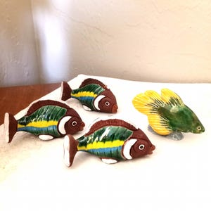 Vintage Casals Peru Pottery Fish Figurines - 1970s Set of Four