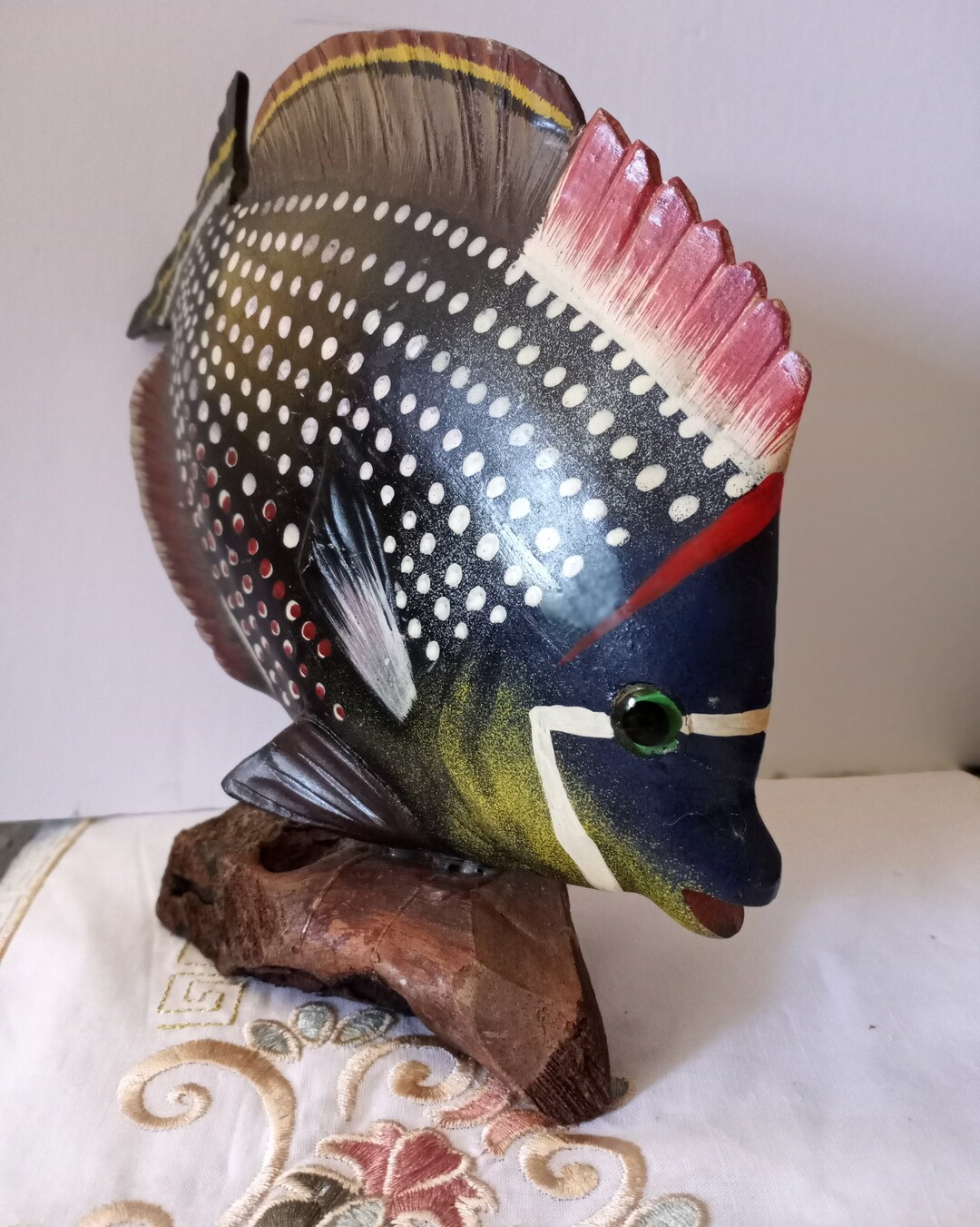 Vintage Hand-carved Wood Reef Fish Sculpture on Driftwood Base - Etsy