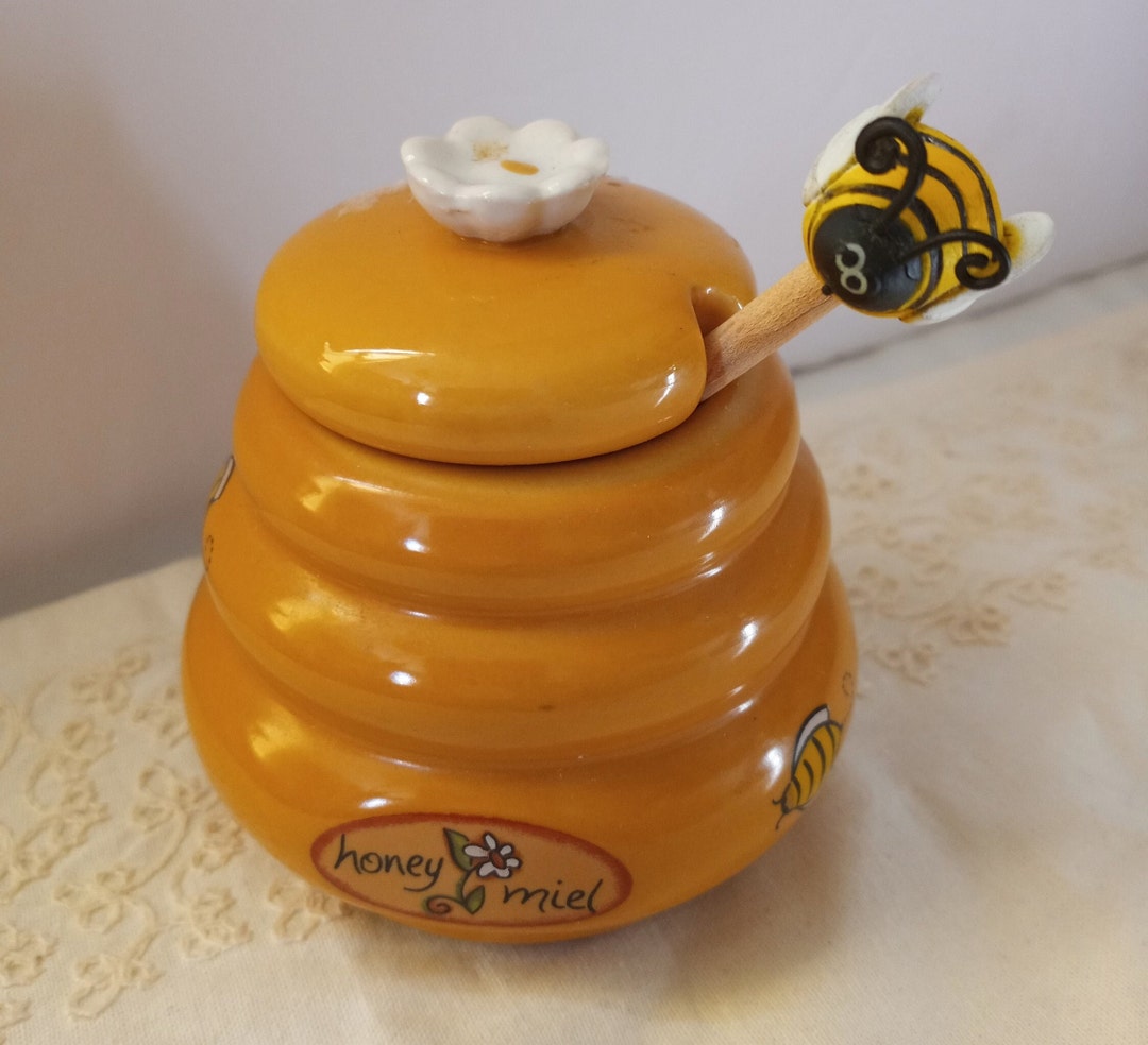 Vtg Joie Ceramic Beehive Honey Pot, Miel Honey Jar, Container, With