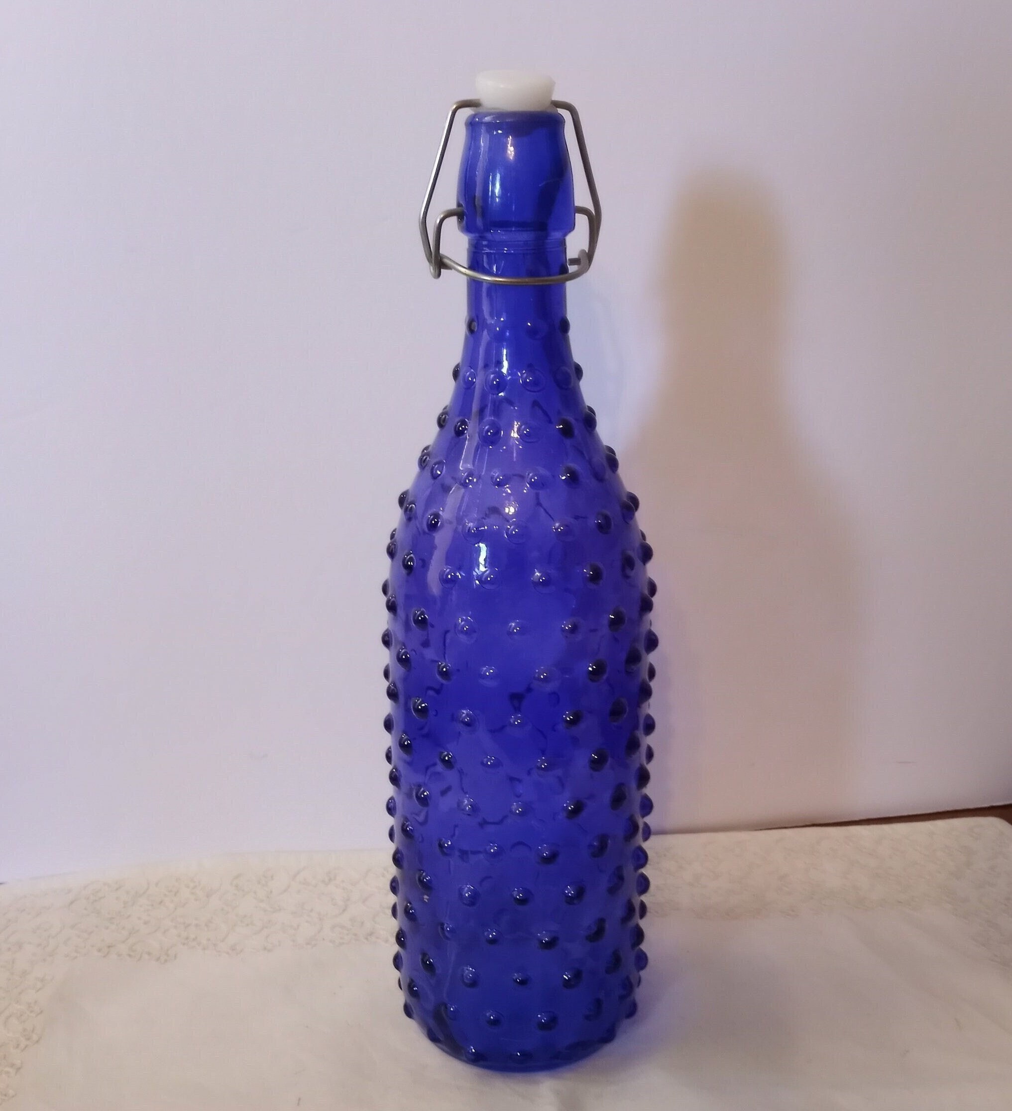 Traditional Fluted 1-litre Glass Bottle with Ceramic Swing Stopper