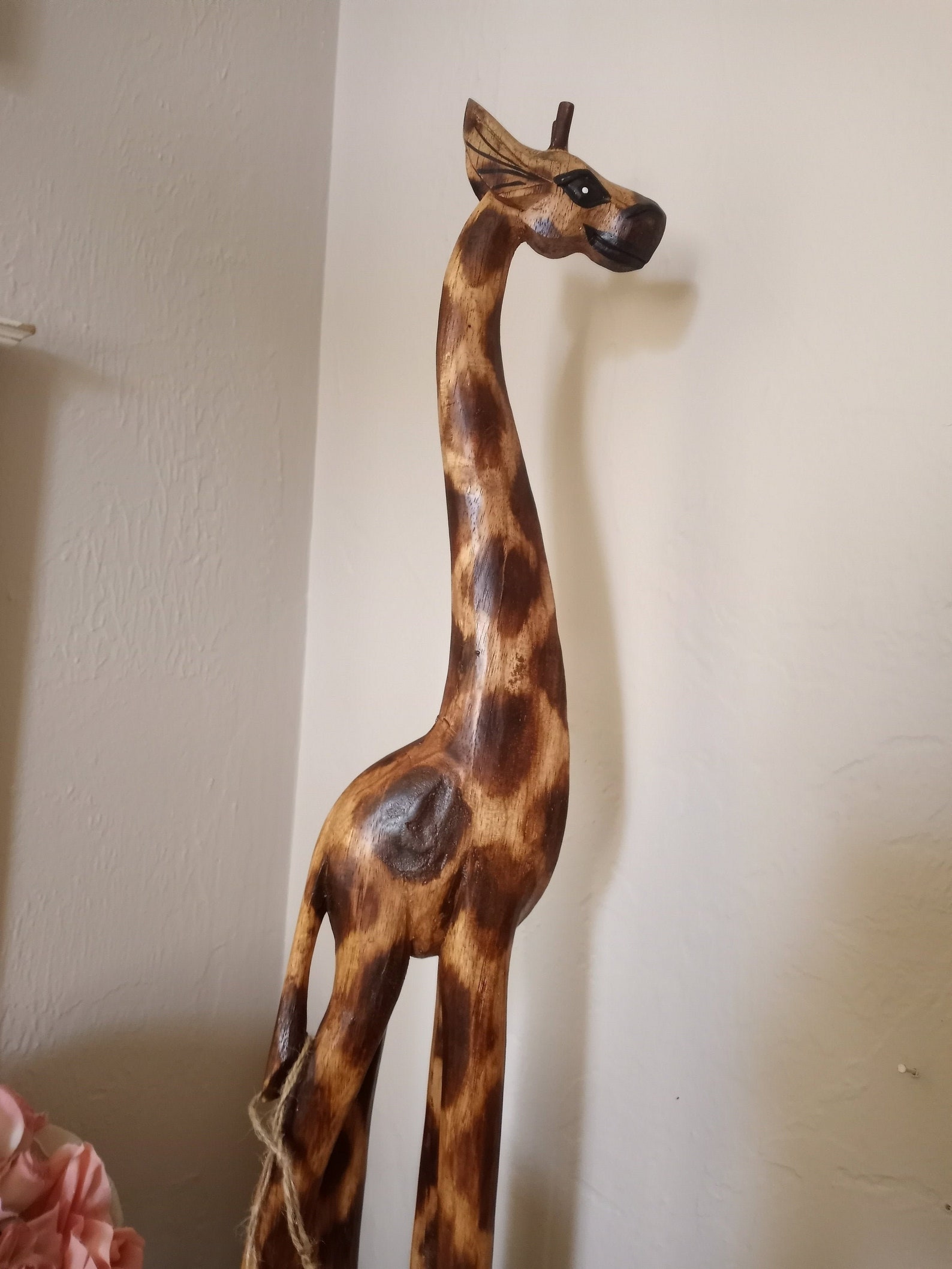 Large Carved Wood Giraffe Handcarved Handpainted Made in Etsy