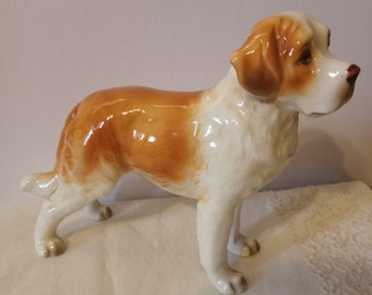 Midcentury Lefton Saint Bernard Figurine: Hand-Painted Porcelain Dog, Japan