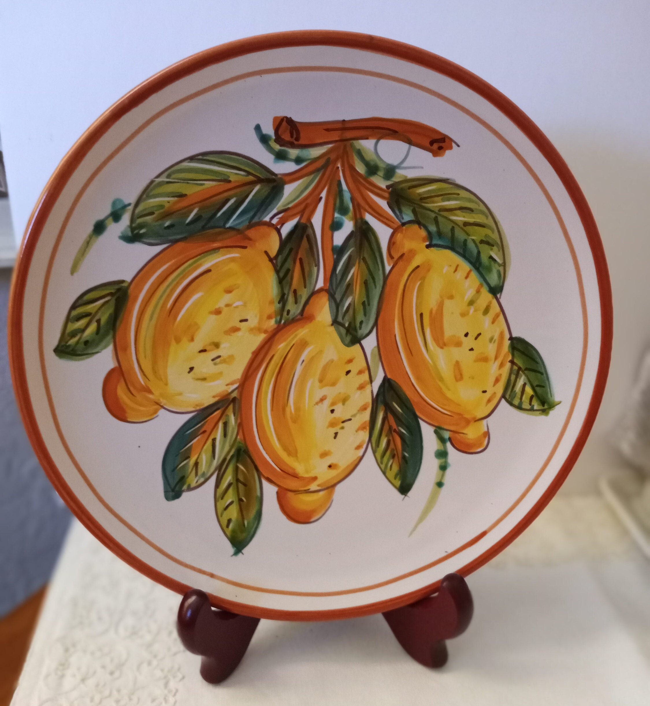 Iovine Vietri Fine Italian Handpainted Pottery Lemon, Limoni Plate