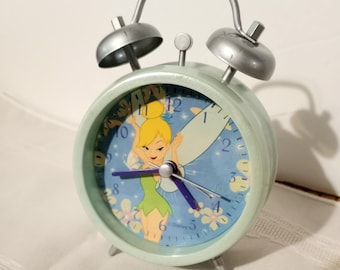 VTG Disney Parks Retired Edition Tinkerbell batteriebetriebener Wecker, künstliche Doppelglocken, 1990er Jahre