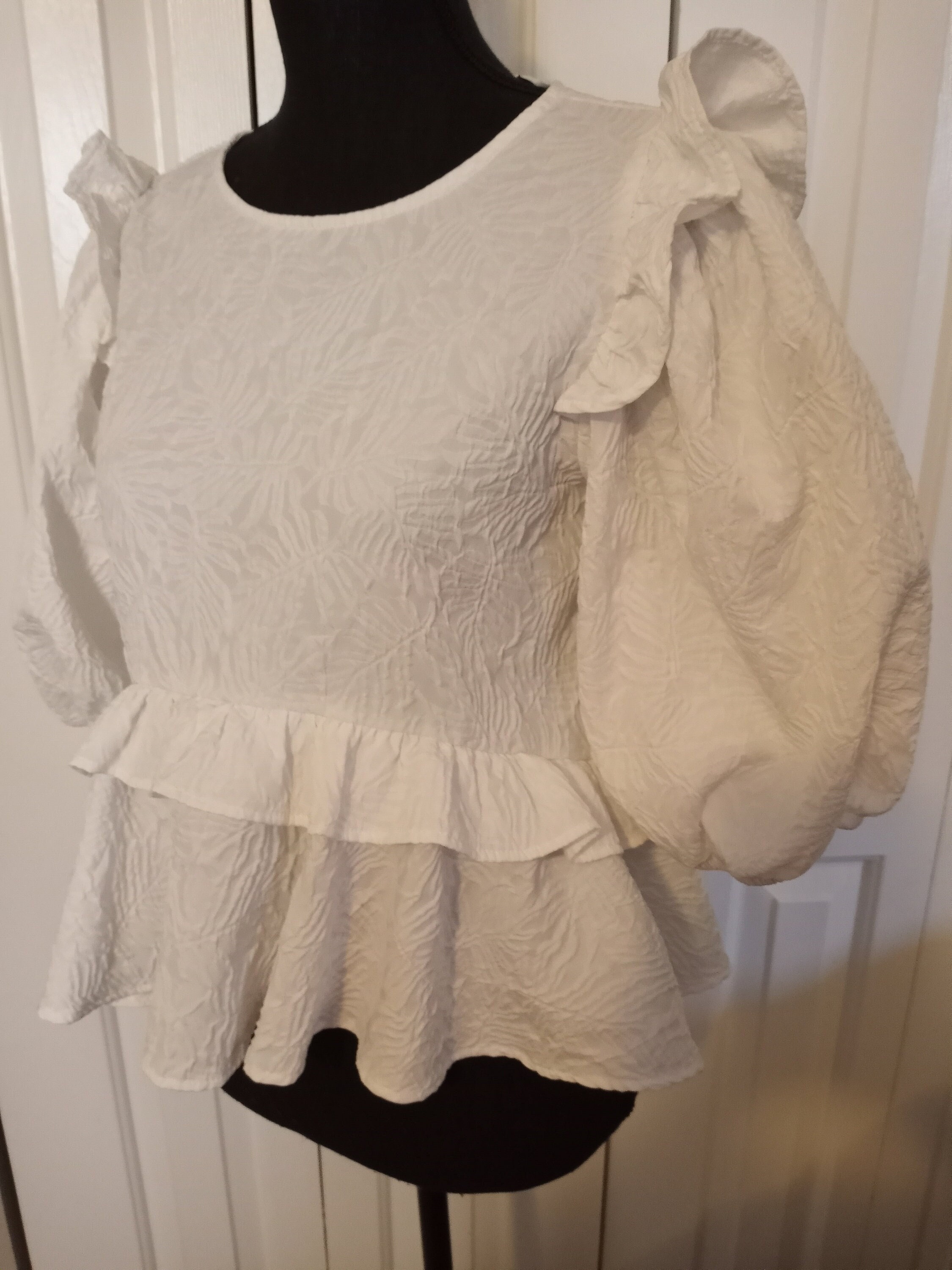 Zara white cheap peplum top