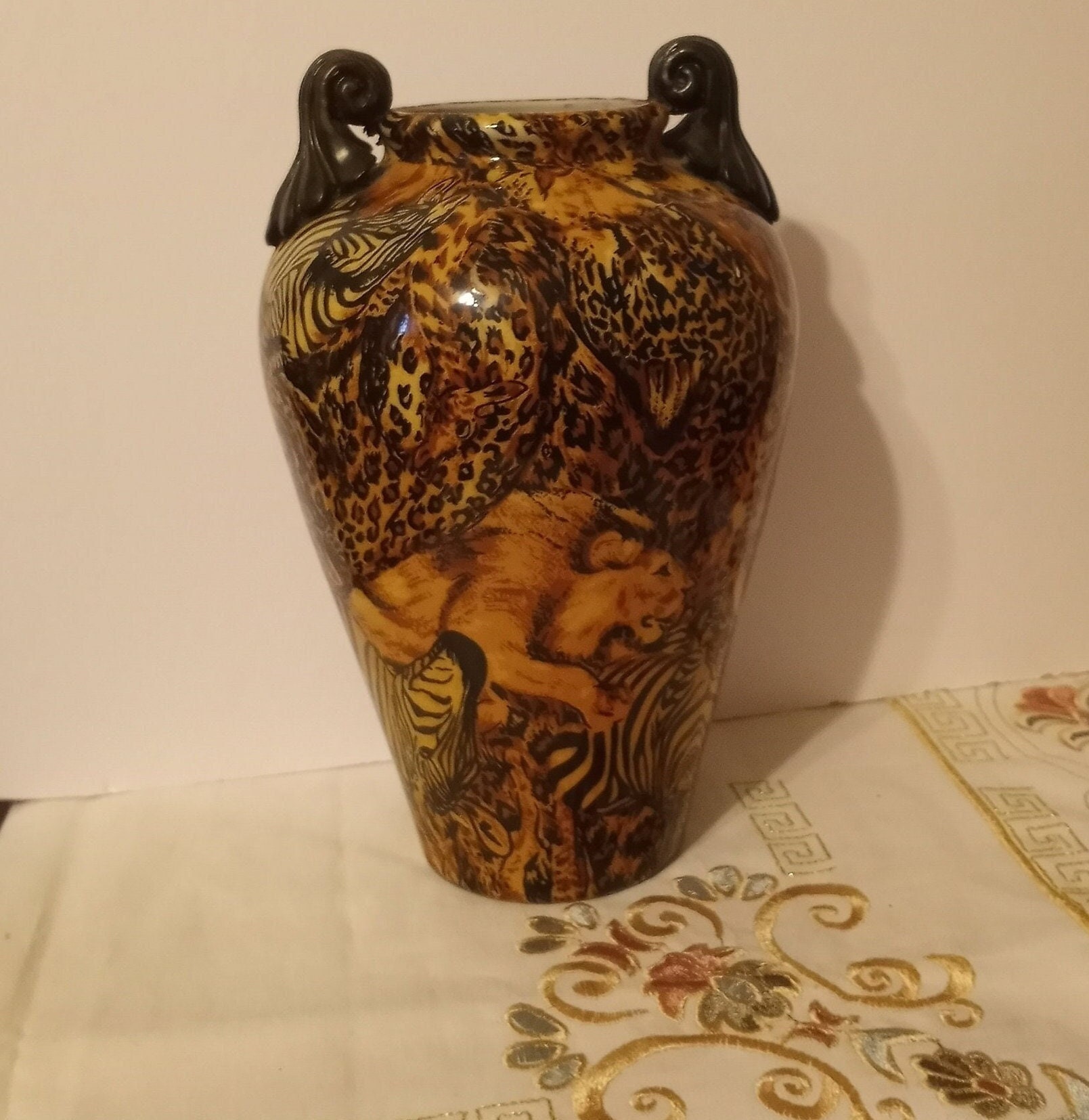 African patch work ceramic vase,