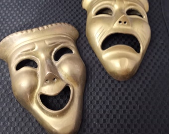 1920s Earthenware Comedy & Tragedy Masks