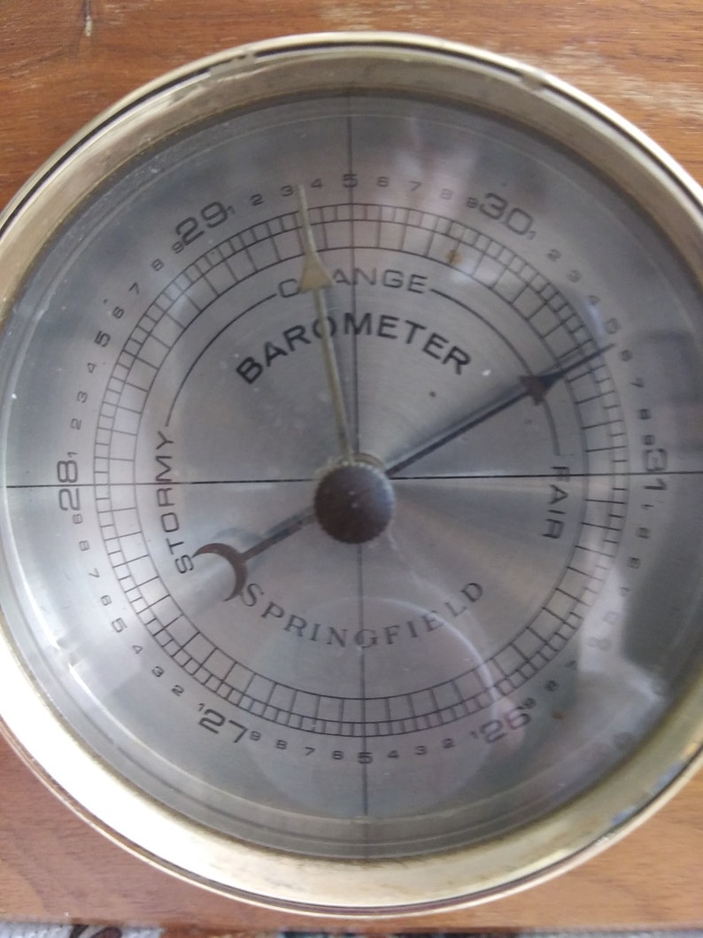 Vintage Springfield Barometer Mounted on Maple Wood Large Etsy