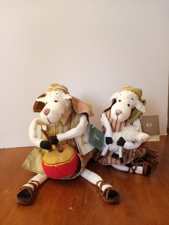Hallmark Really Wooly Plush Shepherd Sheep Zeb With Drum and Eli