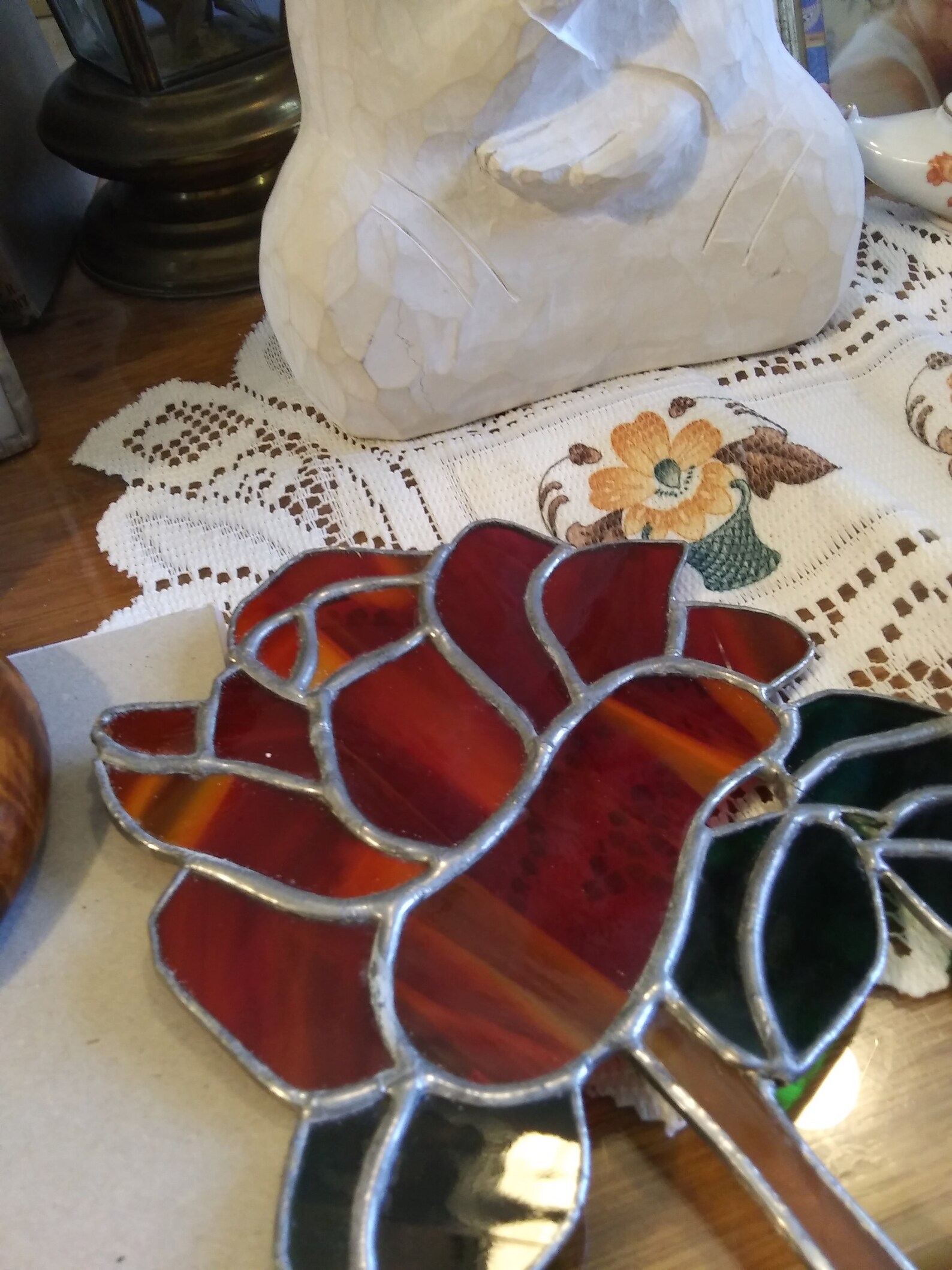 Stained Glass Rose Suncatcher. Authentic Handmade by Artisan Etsy