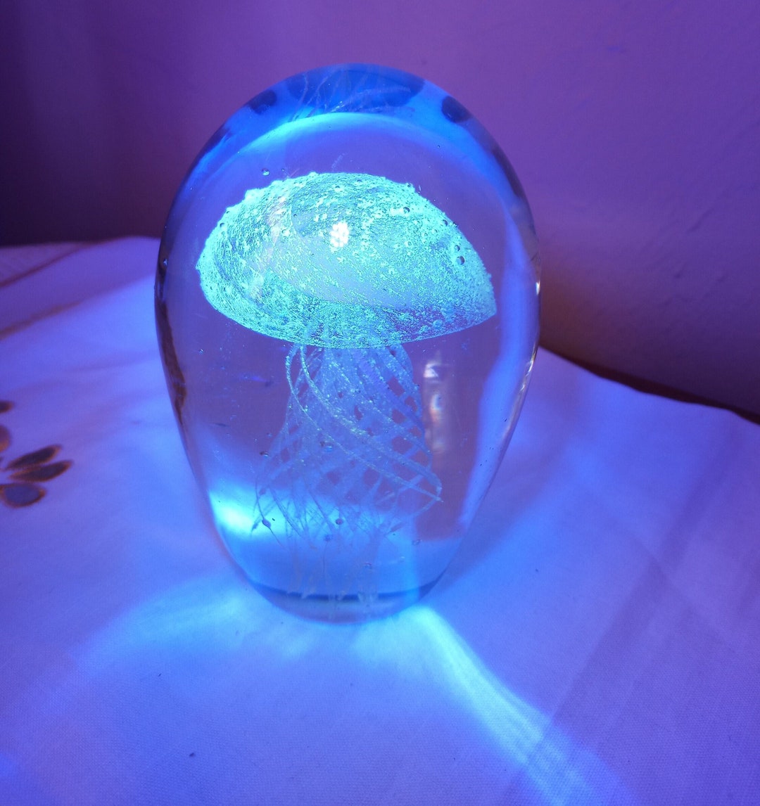 Large Vtg Jellyfish Art Glass Handblown Paperweight Glows in the Dark ...