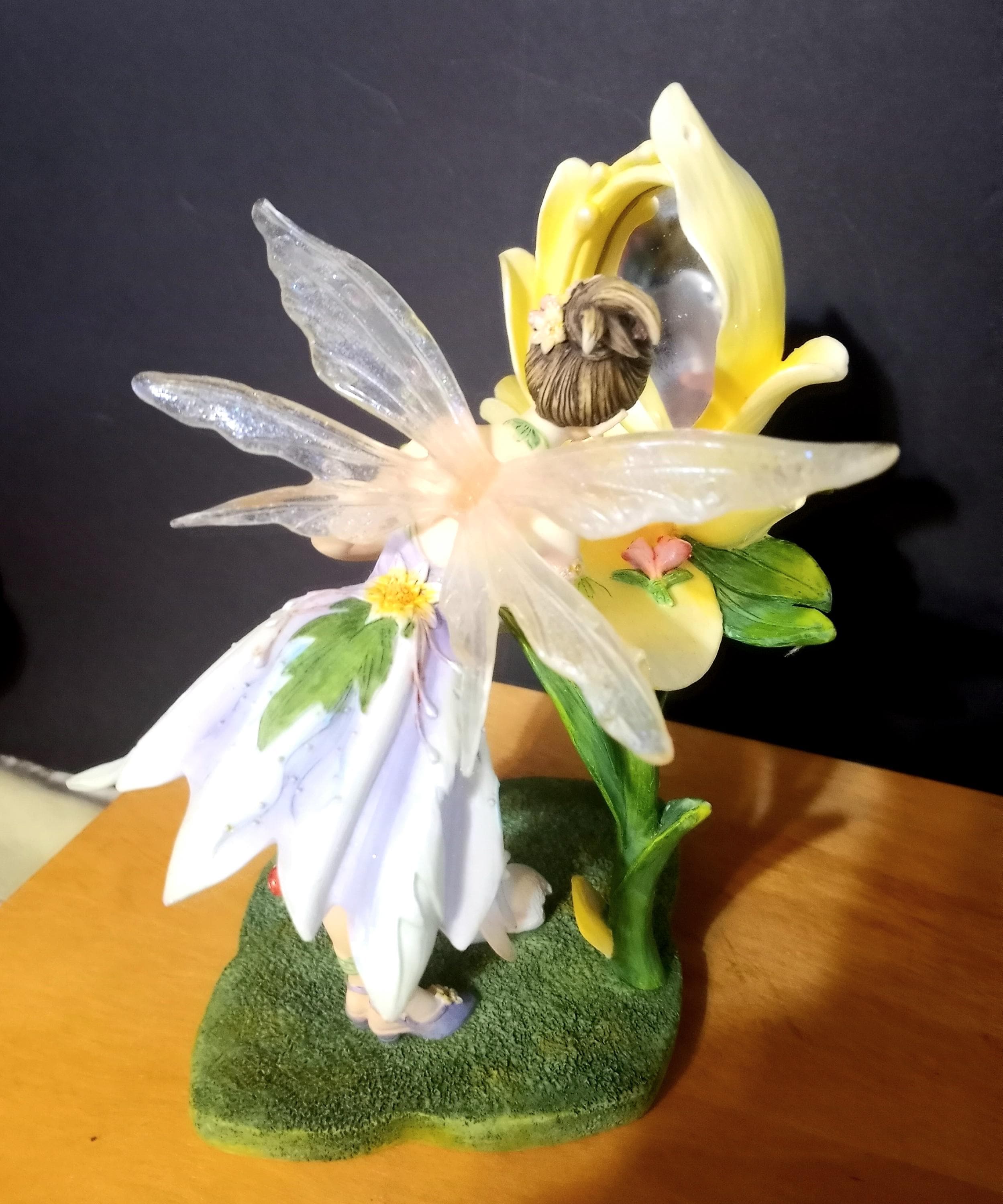 Vintage Faerie Glen Fairy Figurine: Lipstick & Flower Mirror, 2005
