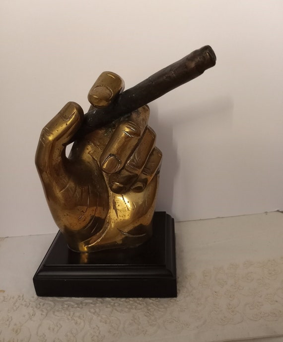 Brass Hand Holding Cigar Sculpture Single Bookend Mounted on Etsy
