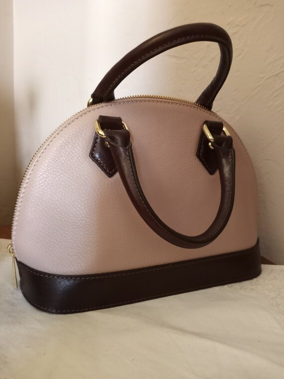 Divina Firenze cuero toscano bolso con asa superior beige y