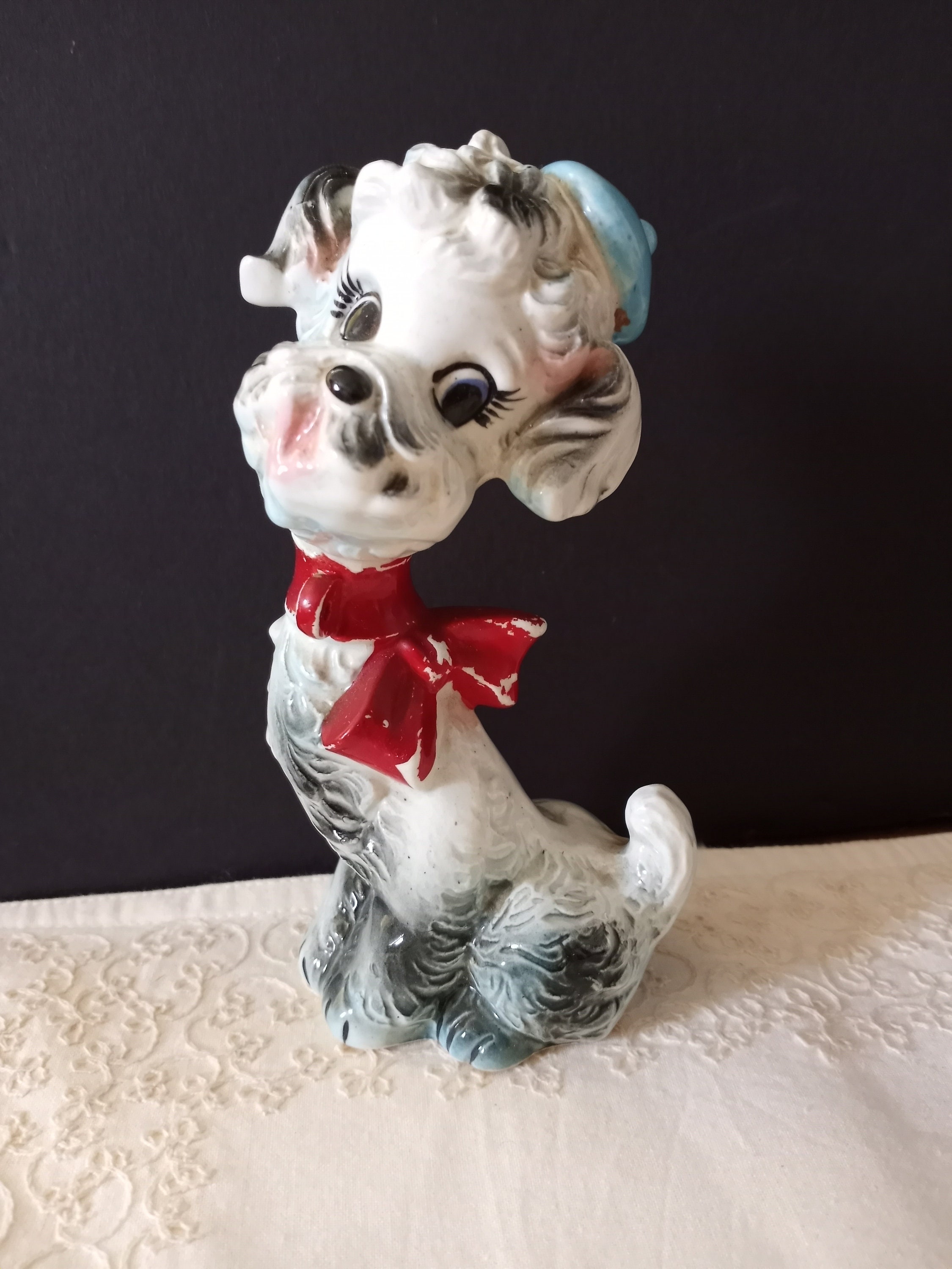 フランス　アンティーク　ドッグディッシュ Large Vtg Anthropomorphic Ceramic Kitschy French Poodle