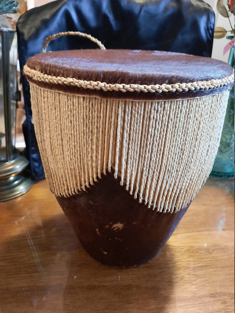 Ugandan Goatskin Drum Handmade in East Africa Vintage 70s Etsy