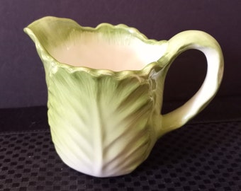 Vtg Rare Otagiri Green Cabbage Leaf Creamer, Mini Pitcher,  Syrup Pitcher, Made in Japan, 1970s - 80s