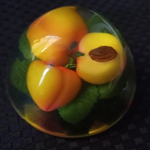 Vintage Midcentury Lucite Acrylic Peaches, Lucite Fruit, Paperweight, 1960s -70s