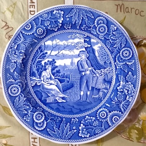 Prato Spode Woodman da coleção Spode Blue Room, prato de sobremesa, prato de parede, prato de armário, prato de servir, 10,5&quot;, Inglaterra, década de 1990,