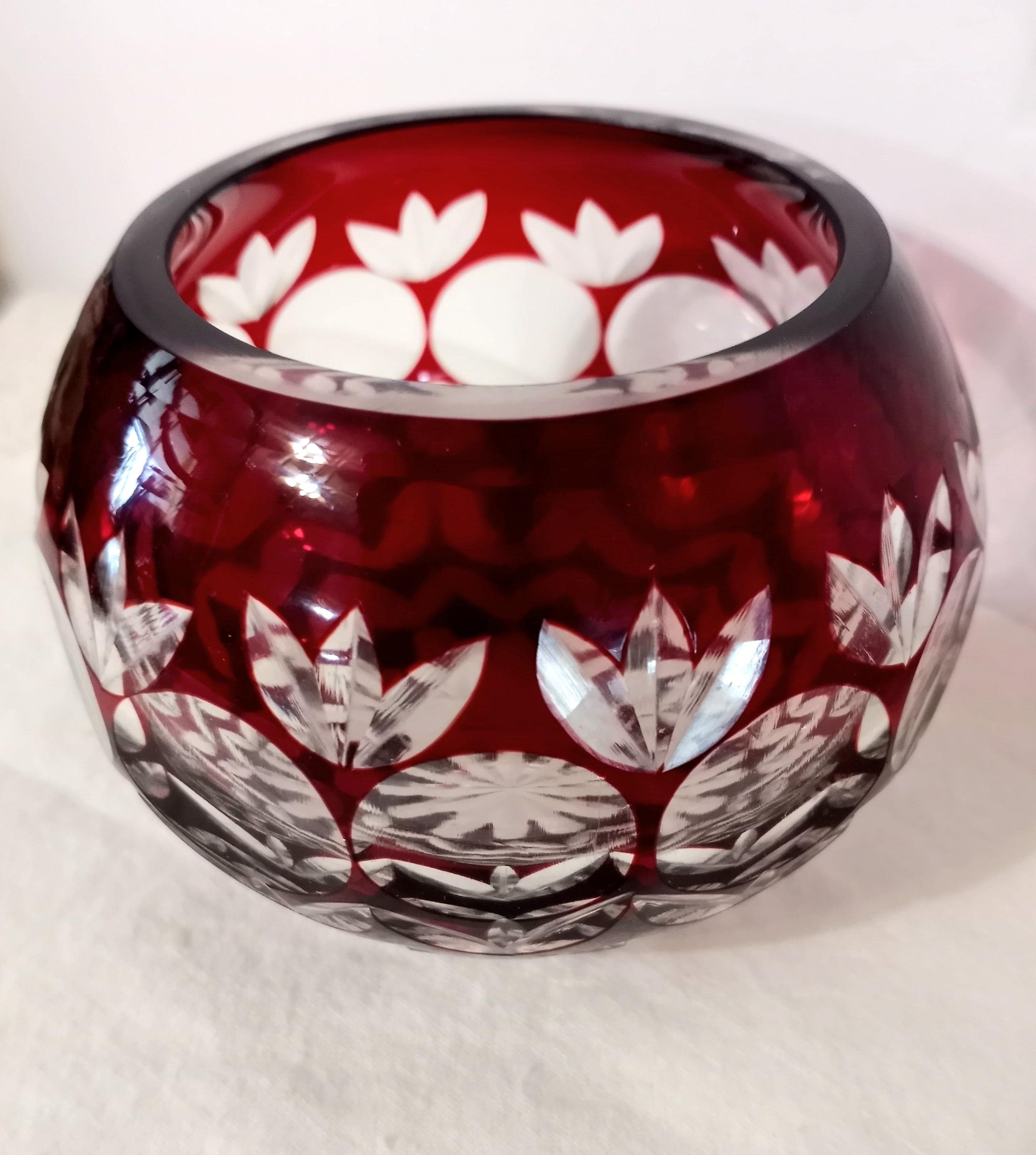 Vintage Czech Ruby Red Cut Crystal Votive Candle Holder - Etsy