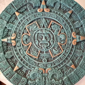 Vtg Aztec Sun Stone, Mayan Calendar, Wall Art, Plaque Reconstituted ...