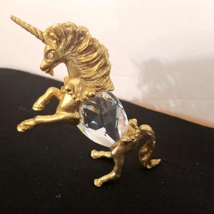 Vintage Vergoldete Swarovski Kristall Einhorn Figur: 1980s Sammlerstück