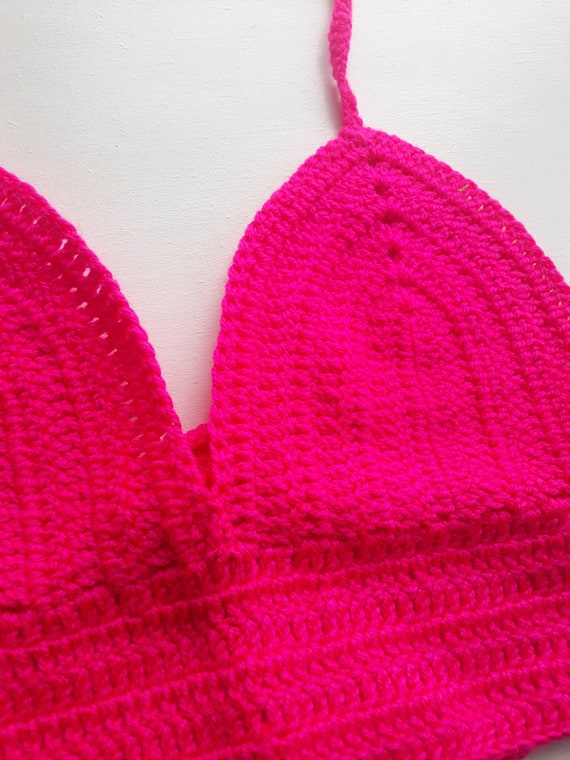 Crochet Neon Pink Bralette 