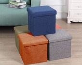 Ottoman Bench Container Organizer with Cushion Seat Lid,Foldable Storage Bins Box Cube,Multi Colour