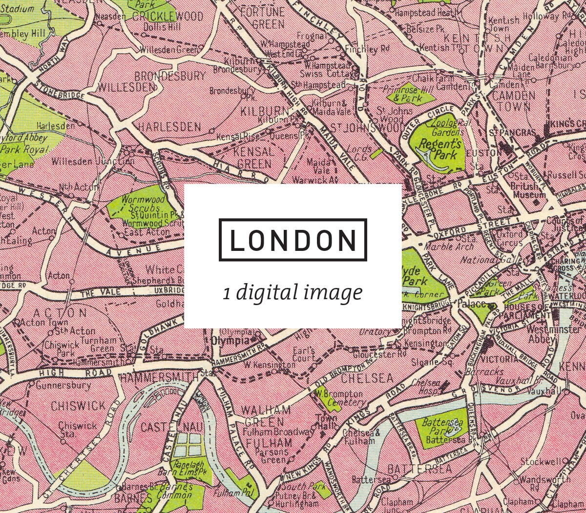 Vintage London Map Book Page - Digital Download Printable - Ephemera Collage Assemblage Art Junk ...