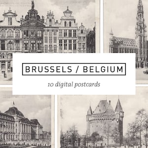 10 vintage Brussels Belgium postcards -  digital download printable - ephemera collage assemblage art junk journal scrapbooking