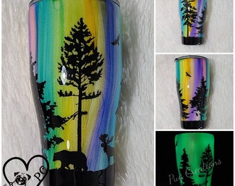 Custom Glitter Northern Lights Tumbler | Etsy