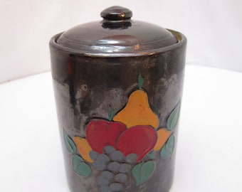 Vintage Black Crockery cookie jar