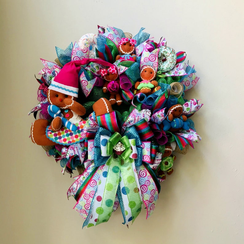 Happy Holidays Gingerbread decor Christmas Wreath Gingerbread Wreath Wreath for Christmas Merry Christmas Holiday decor