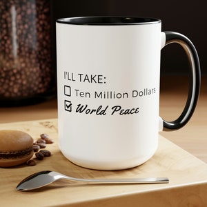 Inspiring Gift World Peace Large Coffee Mug 15oz