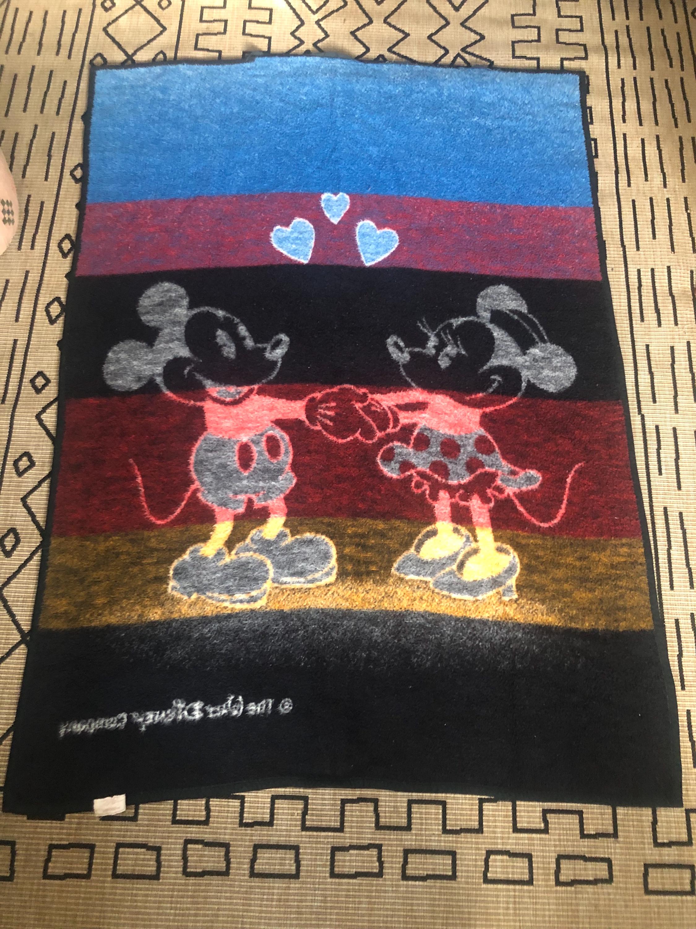Vintage Biederlack Mickey Minnie Mouse Disney Reversible Acrylic
