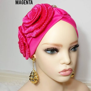 Pre-Tied Turban Hat | Women Pretied Head Wrap | Hair Loss Cover | Side Flower Design Turban Hat | Pretied head Scarf