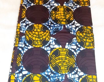 Tela africana de cera marrón y naranja, estampados de Ankara, tela para acolchados de 6 yardas