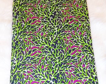 African print fabric, African fabric, Ankara fabric by the yard,  Polyester African wax print fabric, Green Multicoloured Wax Fabric