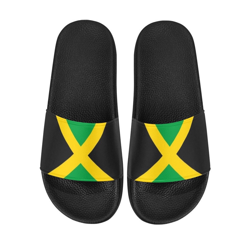 Sandals Flag Jamaica Custom Jamaican Flag Slides Caribbean Etsy