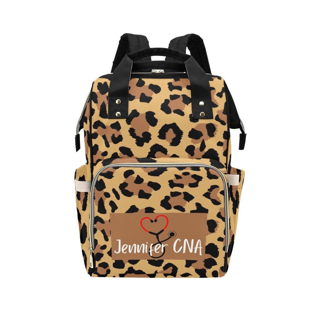 Personalized Nurse Backpack Leopard Print Stethoscope 