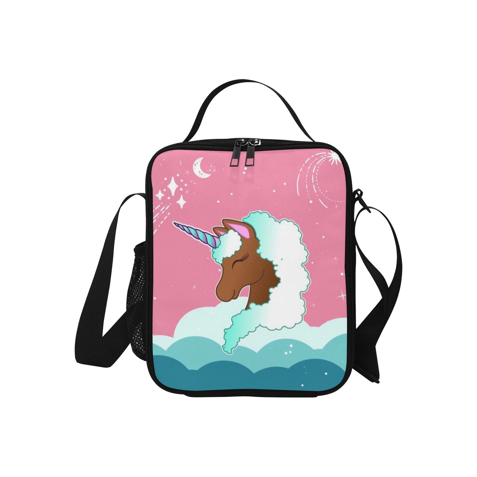 Afro Unicorn Lunch Bag Cross Body School Nursery Lunch Bag Cute