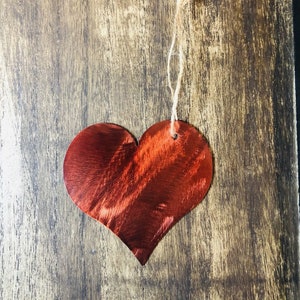 Handmade Metal Heart Ornament: Brushed Steel Holiday Decor